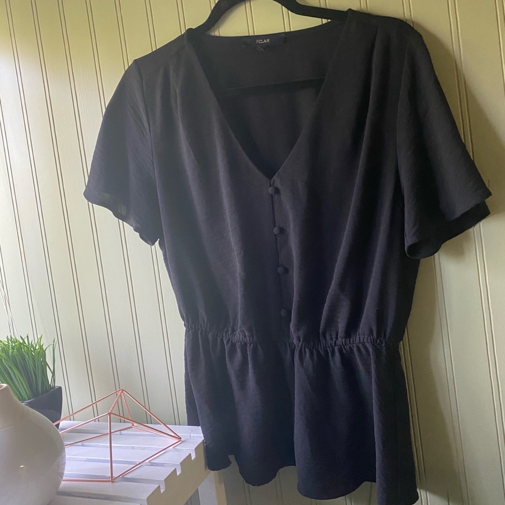 Eclair black peplum chiffon blouse